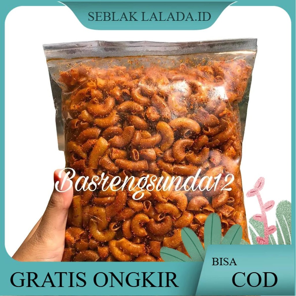 

[Beli Lokal] Makroni kriuk Pedas Daun jeruk isi 500 gram cemilan instan Food Snacks Goreng Makanan