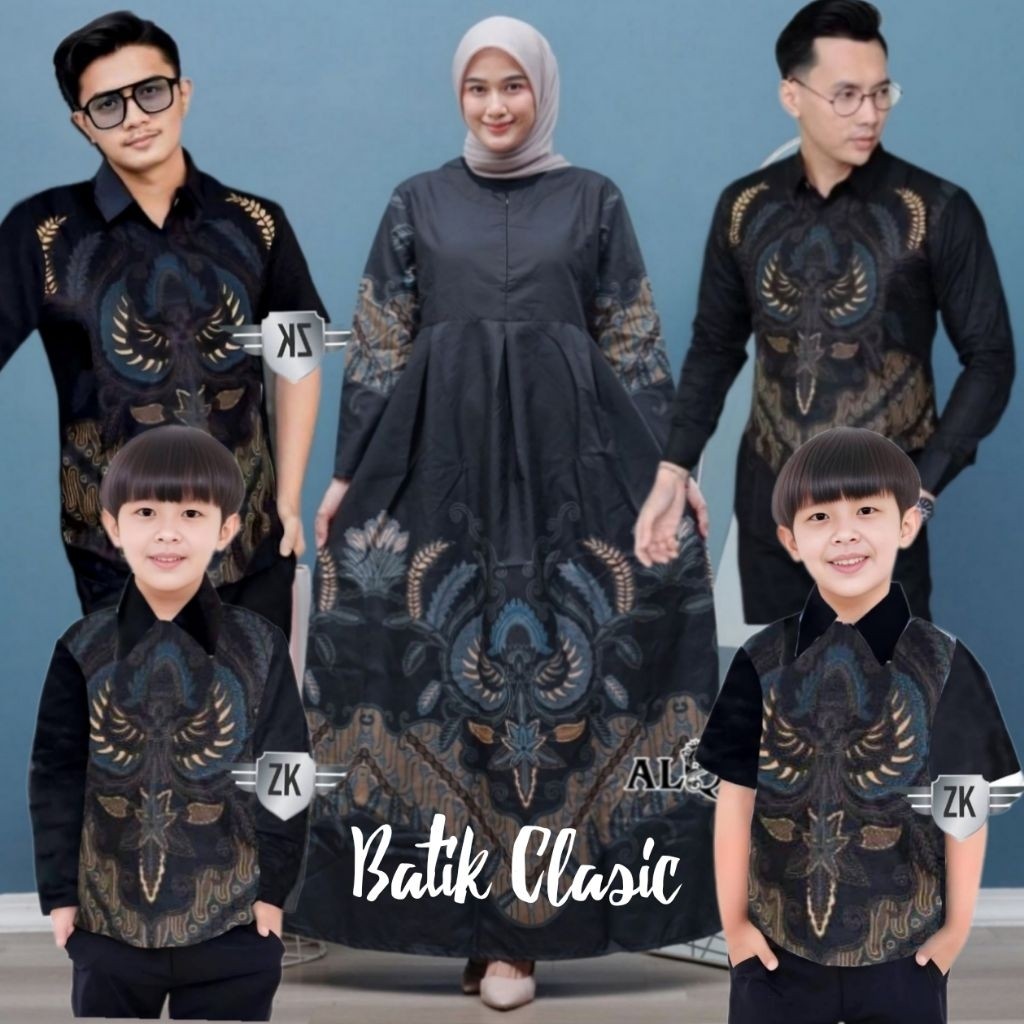 NEW KENCANA HITAM || BATIK KEMEJA AYAH DAN ANAK LAKI 2-11 Tahun || COUPLE BAJU KEMEJA BATIK AYAH DAN