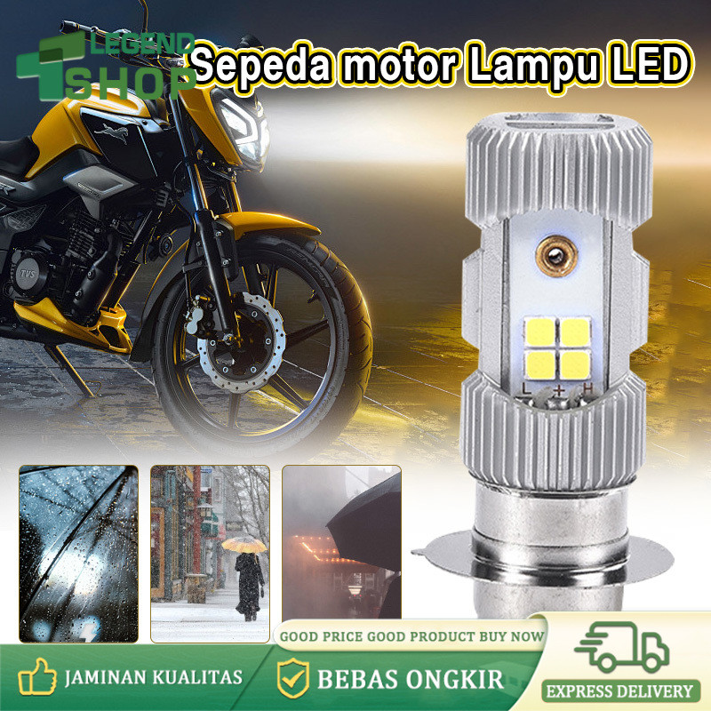 Lampu Led Motor  M5 H6 Dc Kaki1, 6500k Putih Led H6 Laser Jauh Dekat Putihkuning Plus Senja Biru Lam
