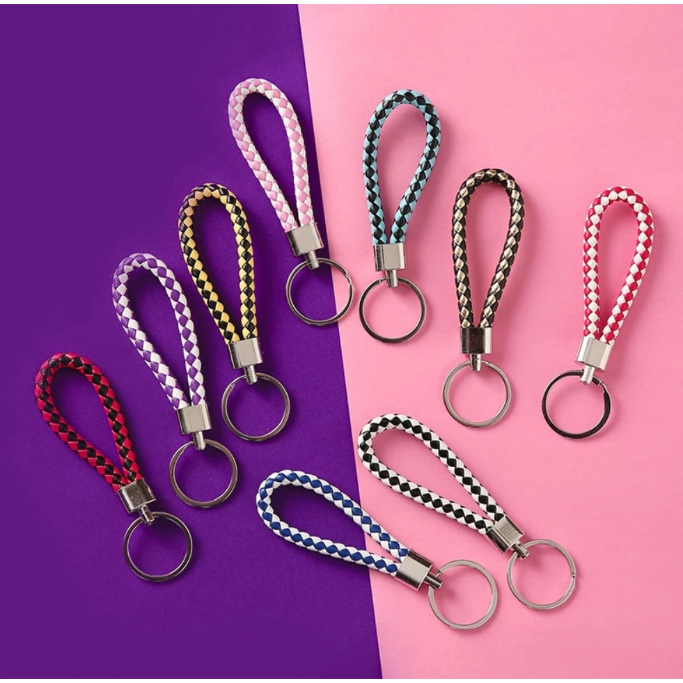 

ACC Gantungan Kunci Ganci Tali Anyam Kepang Motor Mobil Ganci Kulit Rajut Braided Mini