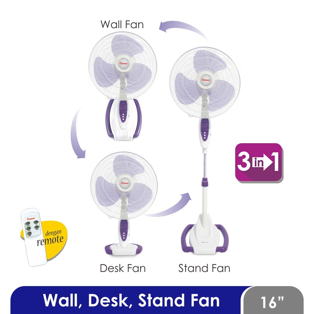 Cosmos Kipas Angin WADESTA (Wall, Desk, Stand) 3in1 - Remote - 16-S088