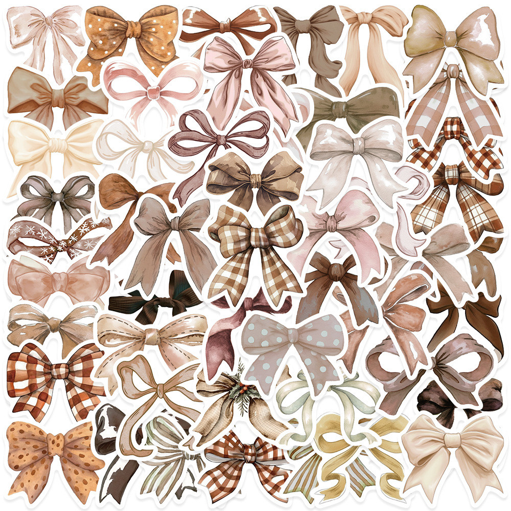 

50Pcs Cute Bow Stickers Kawaii Cartoon Bow DIY Stickers Scrapbooking Phone Luggage Skateboard Waterproof Decals
