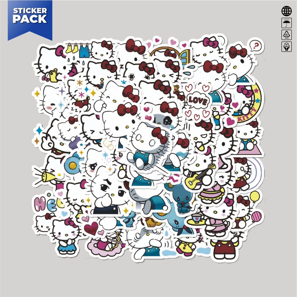 

[100PCS]Stiker Pack Stiker Kartun Hello Kitty V2 Aesthetic Vinyl Anti Air Dekorasi Sticker Laptop Buku Journal Koper Helm Casing HP Gitar Helm Skateboard