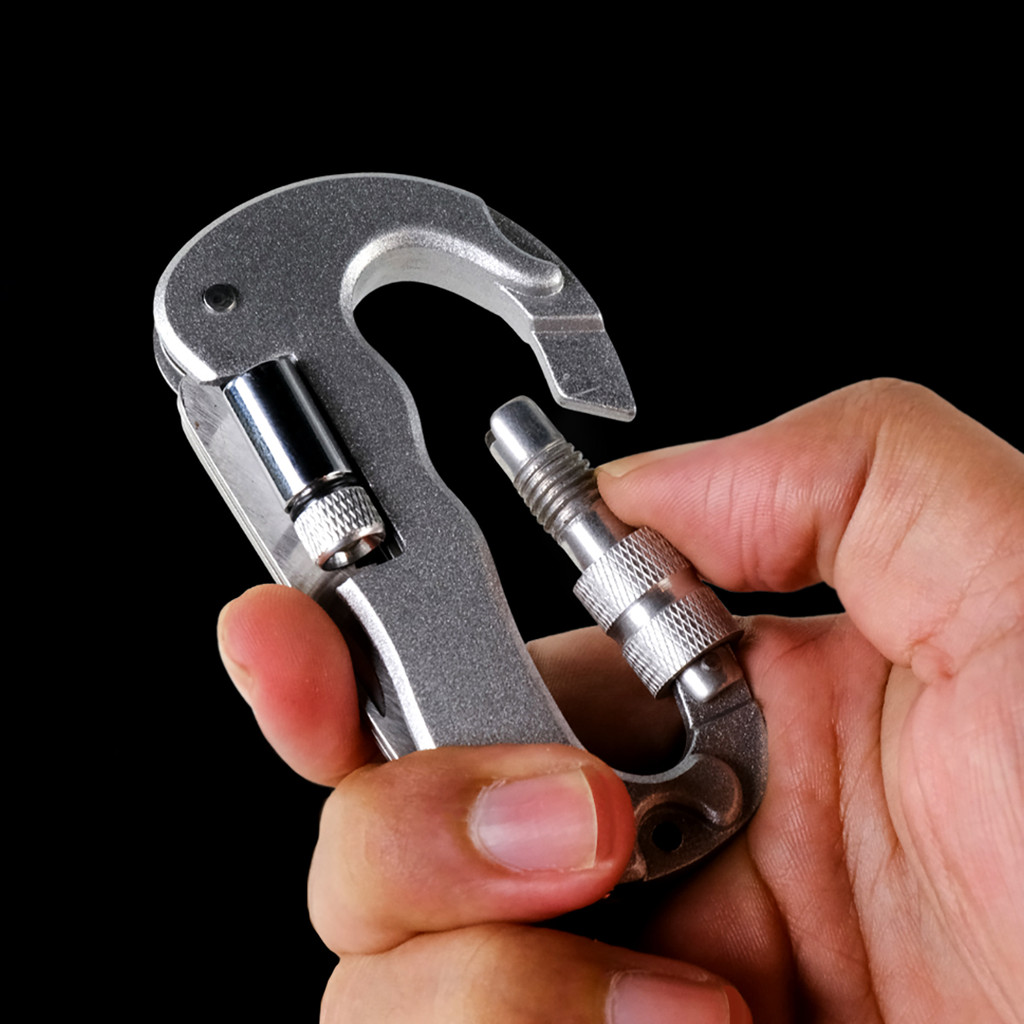 Karabiner Multifungsi 3in1 Gantungan Kunci Senter LED | Carabiner Pisau Dapur Lipat Survival Tool