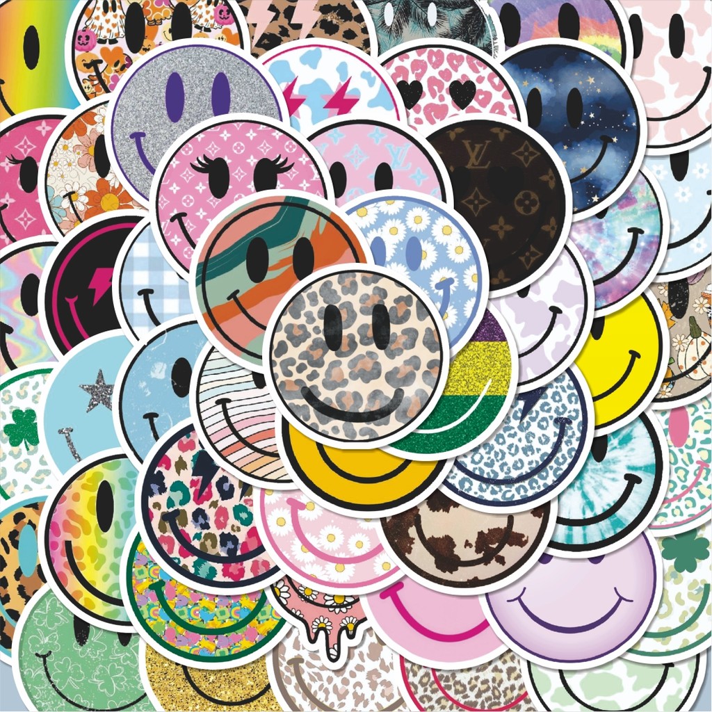 

100PCS Lucu Stiker Smiley World Series B Stiker Aesthetic Stiker Anti Air Stikers Berperekat Waterproof sticker decal buat Motor Helm Buku Journal Koper Casing HP Laptop Botol Minum Hadiah anak