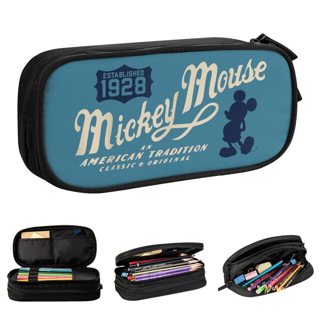 

Classic Mickey Mouse Est 1928 Pencil Case Cartoon Pencilcases Pen Box Student Big Capacity Bag School Supplies Gifts Stationery