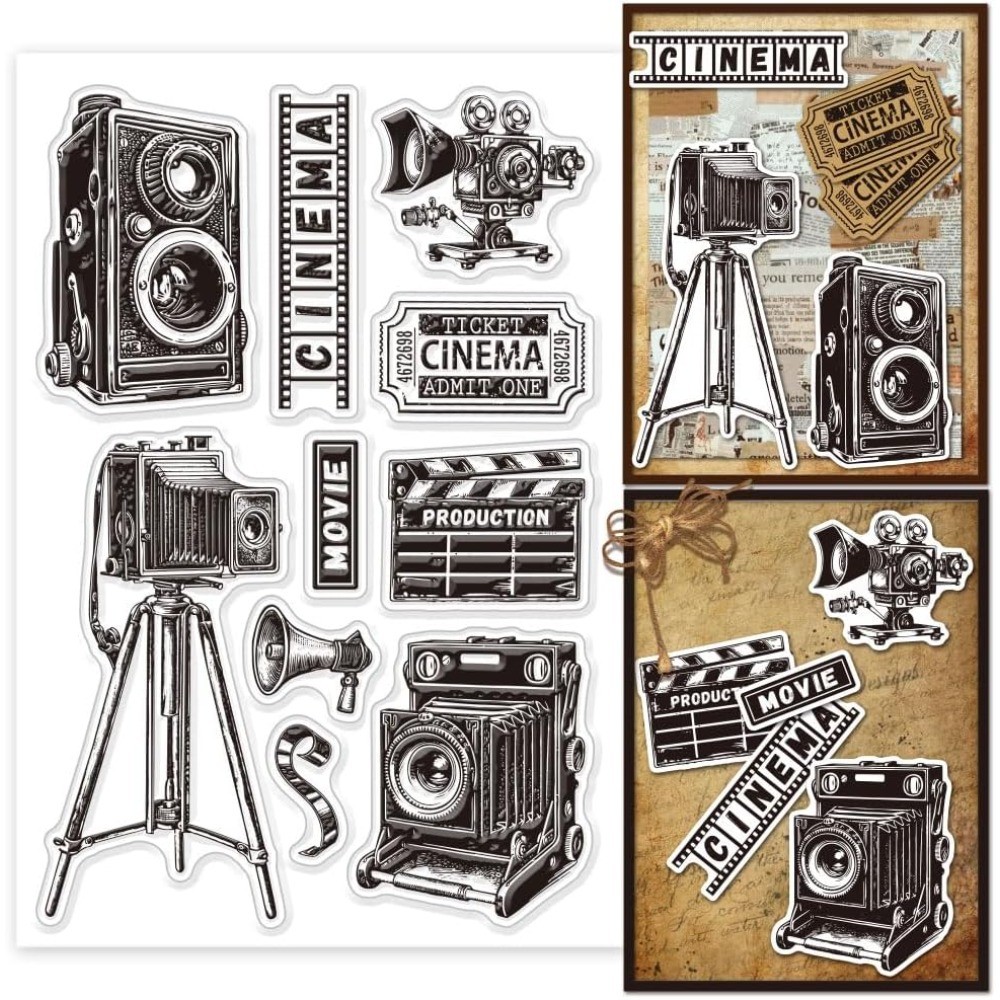 

Retro Cinema Camera Clear Silicone Stamps for DIY Card Making Vintage Film Silicone Transparent Stamp Seal Ticket Decorative