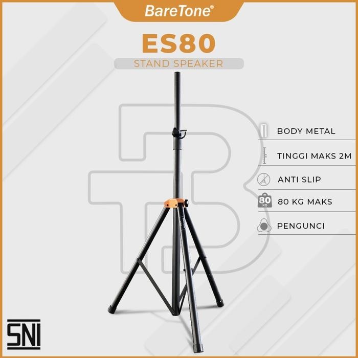 STAND SPEAKER BARETONE ES80 ES 80 TRIPOD KAKI TIGA FULL BESI ORIGINAL