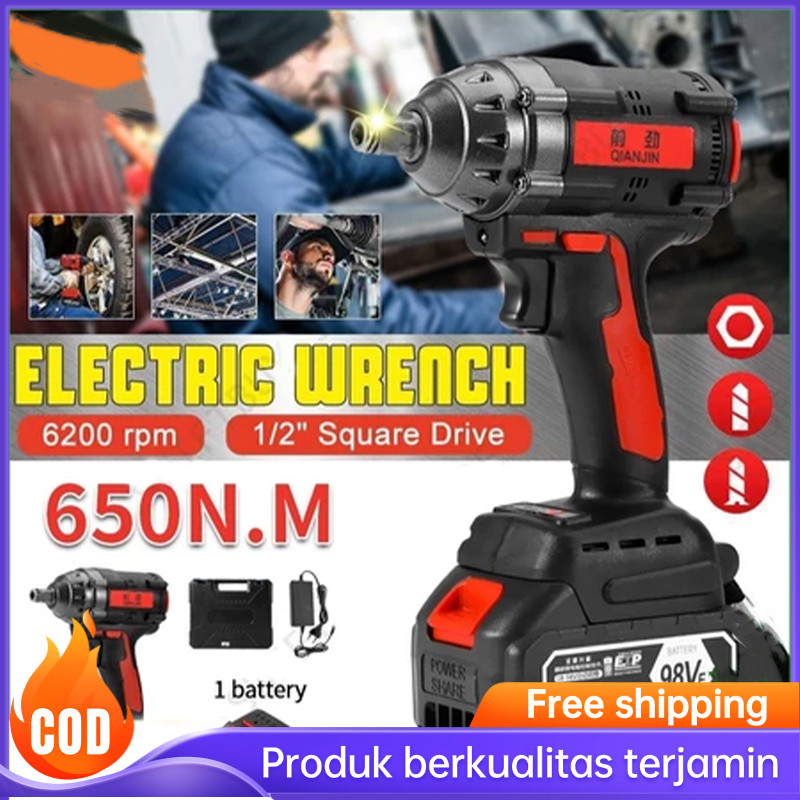 98V Impact Wrench Cordless Electric Impact Wrench 13 Buah Set 98V Impact Wrench Brushless Bor Batera