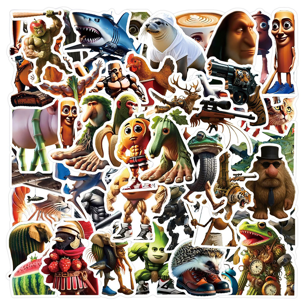 

10/30/50/100pcs Italian Brainrot Stickers for Kids Tung Tung Tung Sahur Funny Animal Decals Toys Waterproof DIY Phone Car