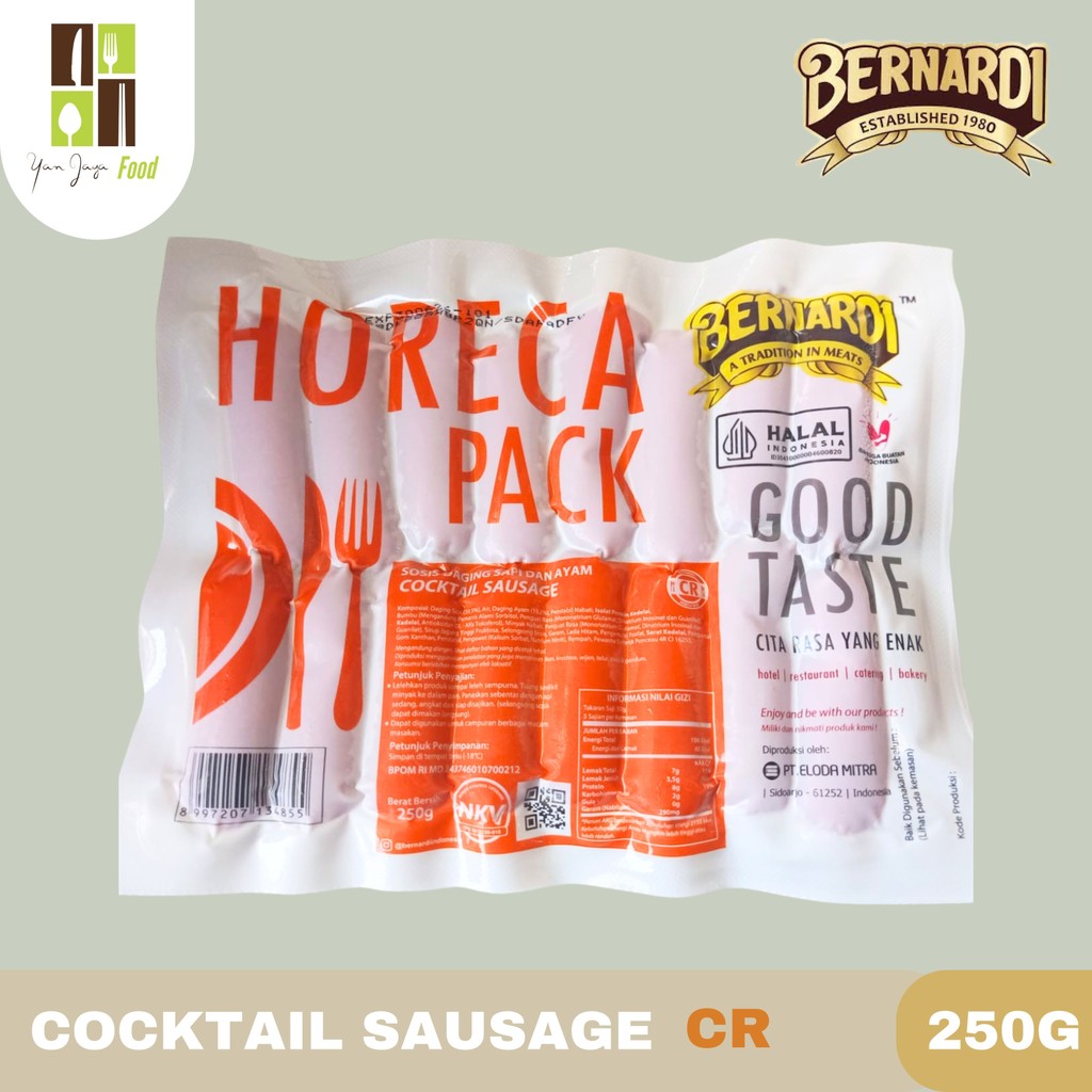 

Bernardi BHP Cocktail Sausage (CR) 250g / Sosis Sapi dan Ayam / Sosis Cocktail / Sosis Merah