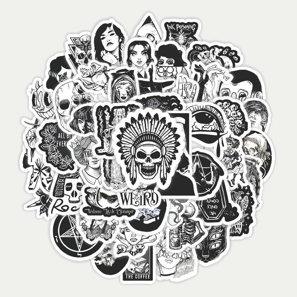 

Sticker Pack Stiker Black and White Punk Style | Sticker TUMBLR | Stiker LAPTOP KOPER HELM