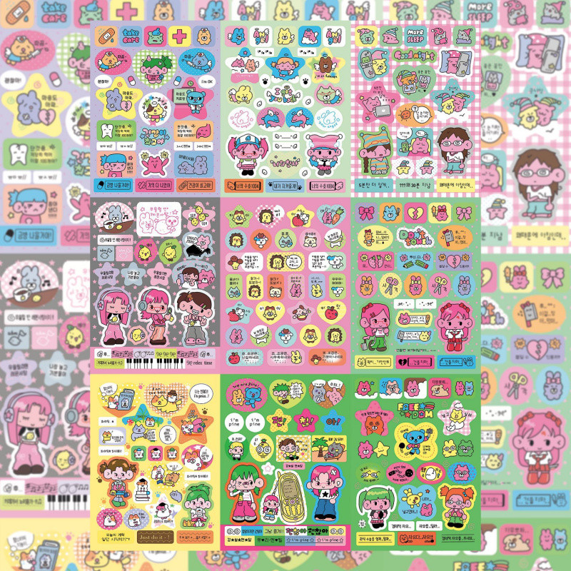 

Korea Cute Bad Girl Cartoon Character Sticker Hand Account Notebook Diary Planner Scrapbook Stationery DIY Decorative Stickers