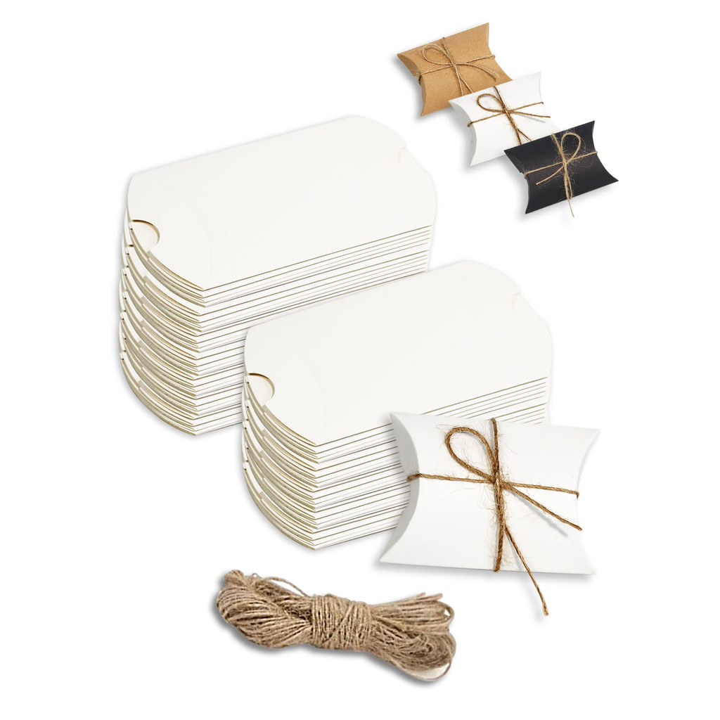 

Pillow Candy Box Hemp Rope Kraft Paper Gift Packaging Paper Box Candy Bag DIY Christmas Wedding Birthday Party Decoration