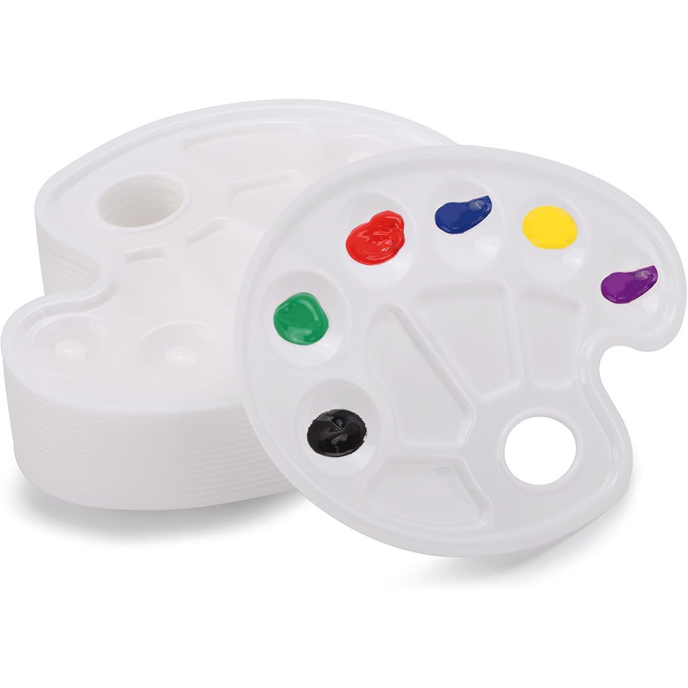 

2/8/15Pcs Oval Paint Tray Palettes with Thumb Hole for Students to Craft DIY Painting or Birthday Painting Party