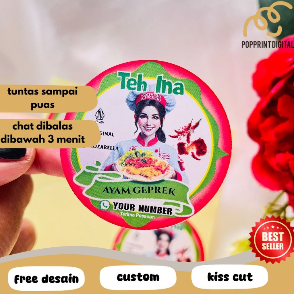 

PpD 9-15 Stiker Ayam Geprek Label Makanan Box Kardus Catering Sticker Bulat Chromo Uk.Besar