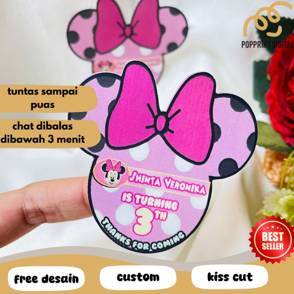 

PpD 4-8 Sticker Karakter Ulang Tahun Anak Stiker Ultah Free Design Birthday Custom Chromo
