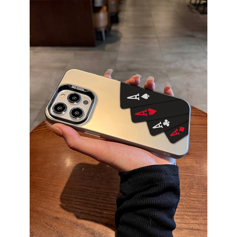 Kartu remi sederhana A untuk apel 15promax casing ponsel 16 pria 14 iphone wanita12 warna perak lase