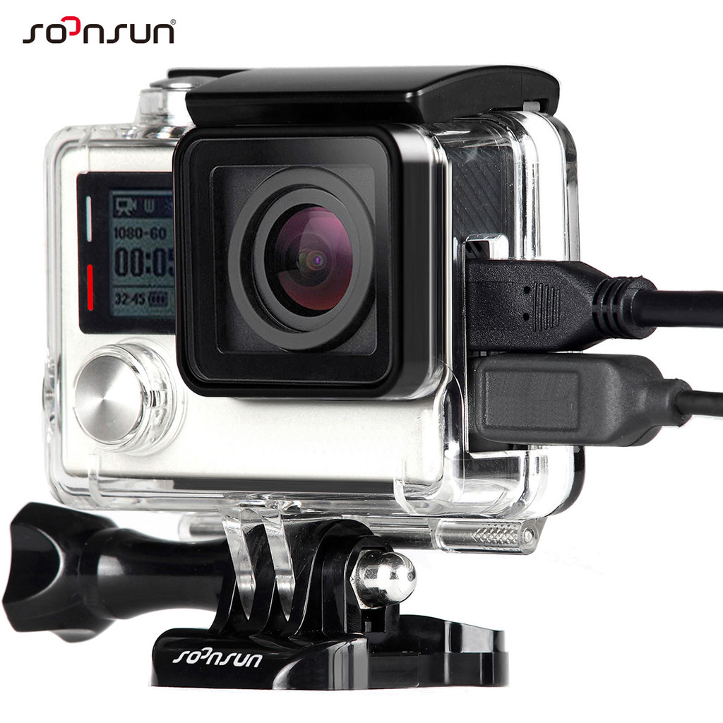 SOONSUN Skeleton Housing Case for GoPro Hero 4 Hero 3+ 3 Side Open Protective Frame for Go Pro 4 Bla