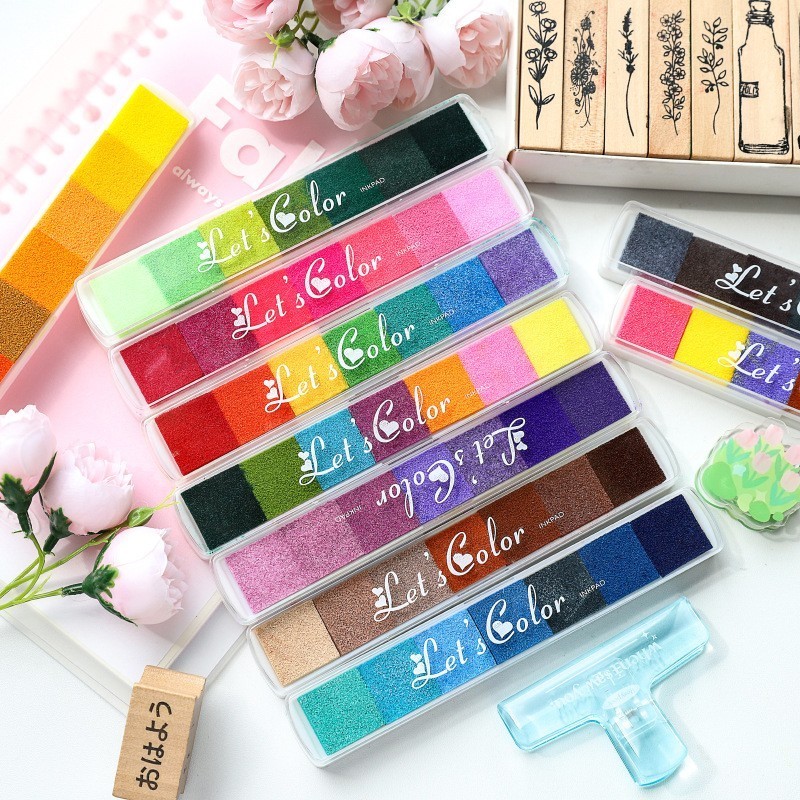 

【MAPLESOL】31 7 Warna Gradasi Inkpad Bantalan Stempel DIY Stamp Painting Finger Paint Cat