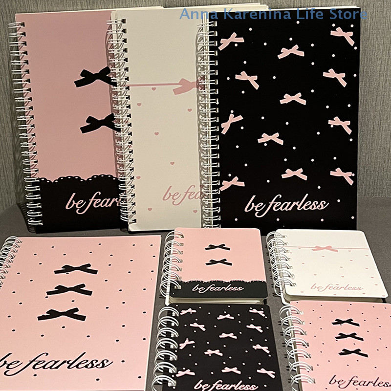 

A5 Spiral Notebook with Pretty Pink Bow Design; Perfect for School, Office, or as a Student Gift