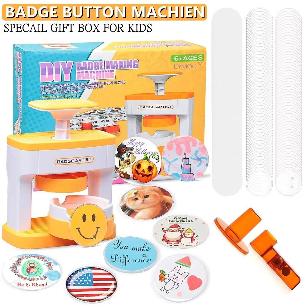 

Kid Badge Button Maker Machine with 48Pcs Button Parts+Picture+Circle Cutter, DIY Pin Badges Maker Machine Set for Children Gift