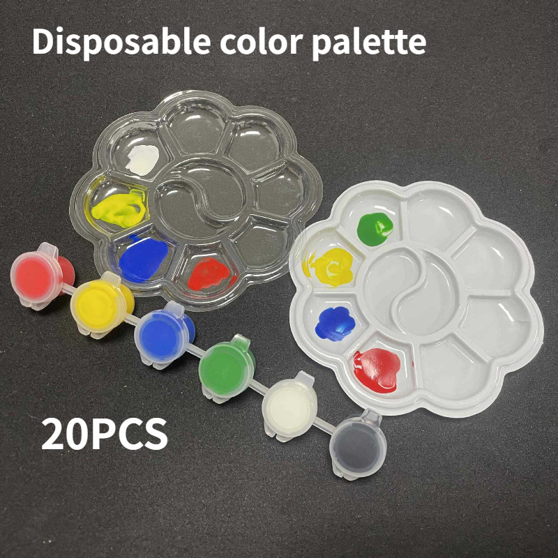 

20pcs Disposable gouache oil painting palette plum blossom shape painting art palette washable watercolor paint palette
