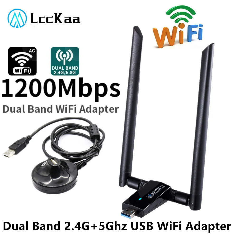 USB WiFi Adapter 1200Mbps Wifi Usb 3.0 Network Card Dual Band 5G/2.4GHz Wireless USB Adapter for PC 