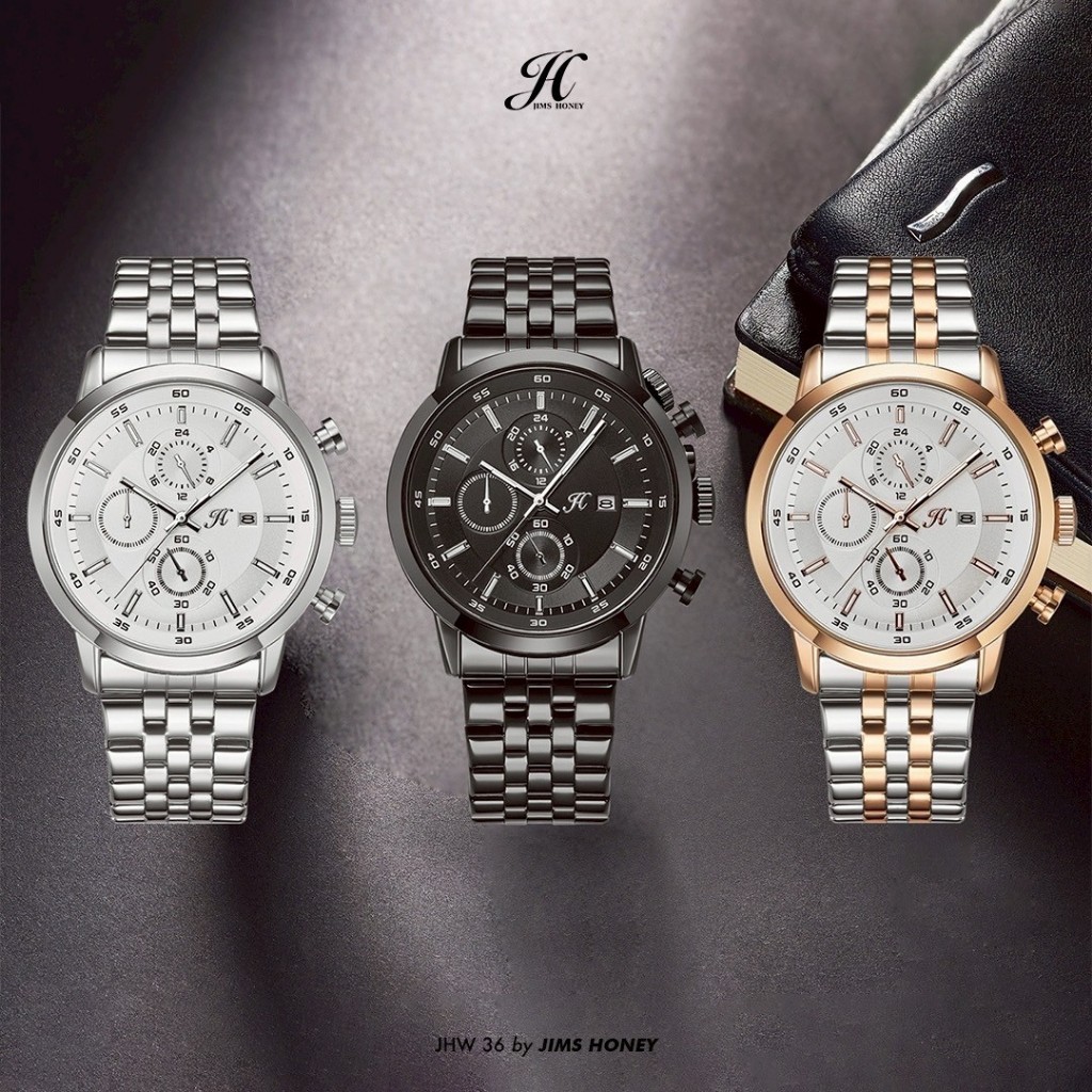 Jims Honey JHW 36  FREE BOX - Jam Tangan Pria Tali Rantai Fashionable