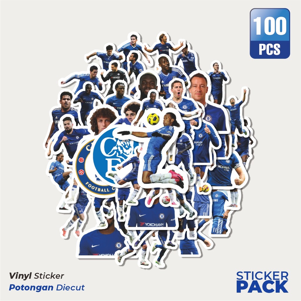 

Super Hemat! 100 PCS Stiker Football Series Chelsea FC Waterproof Aesthetic- Untuk Laptop, Motor, dan Helm - Paper Stationery Pack