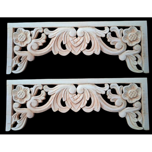 Ornamen Ukiran Kayu Tempel Klewer 35 x 13 Hiasan Sangkar Burung Ayam XI