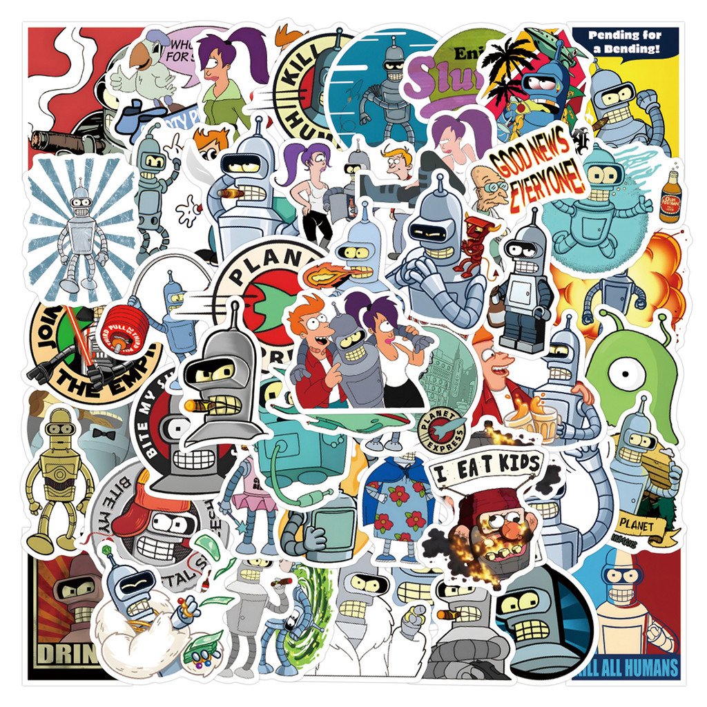 

55Pcs Futurama Stickers Futurama Bender DIY Stickers Scrapbooking Phone Luggage Decorative Waterproof Decals
