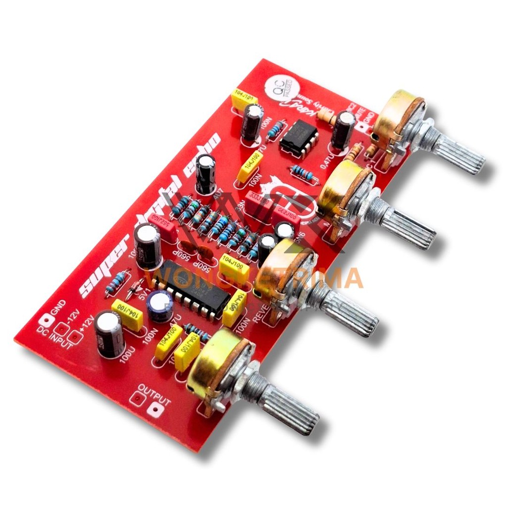 MODUL SUPER DIGITAL ECHO 12V CT 4 POTENSIO (SPEED, REVERB, MIC1, MIC2) UNTUK SISTEM AUDIO & KARAOKE