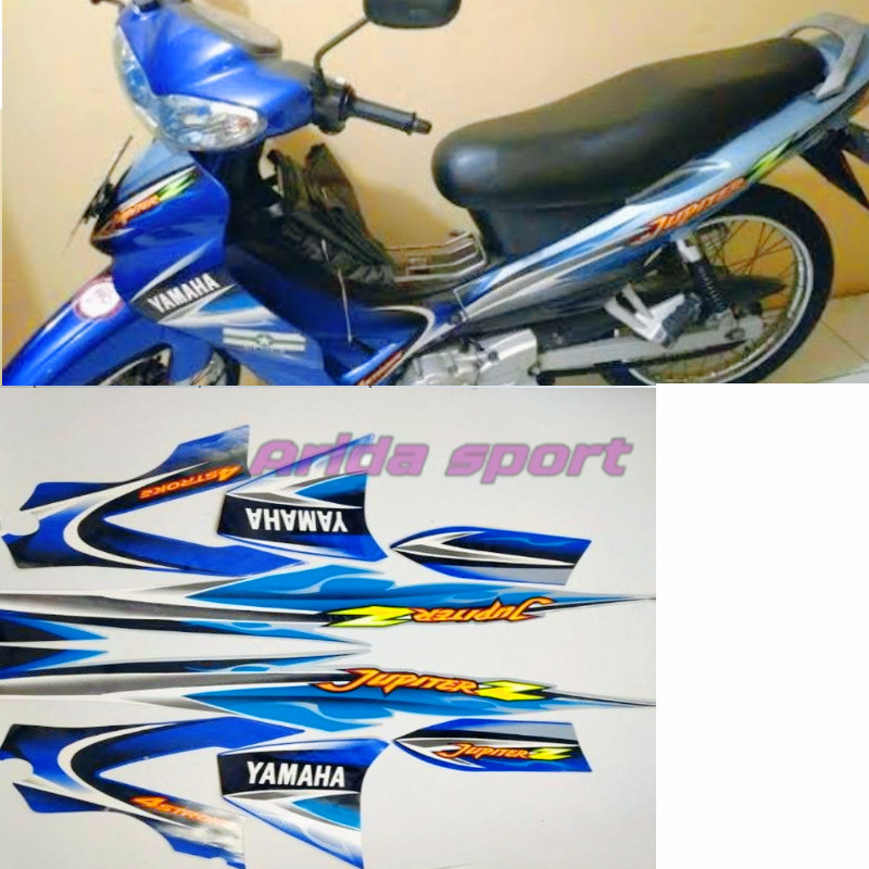 Striping sticker lis body yamaha jupiter z thn 2005 silver biru