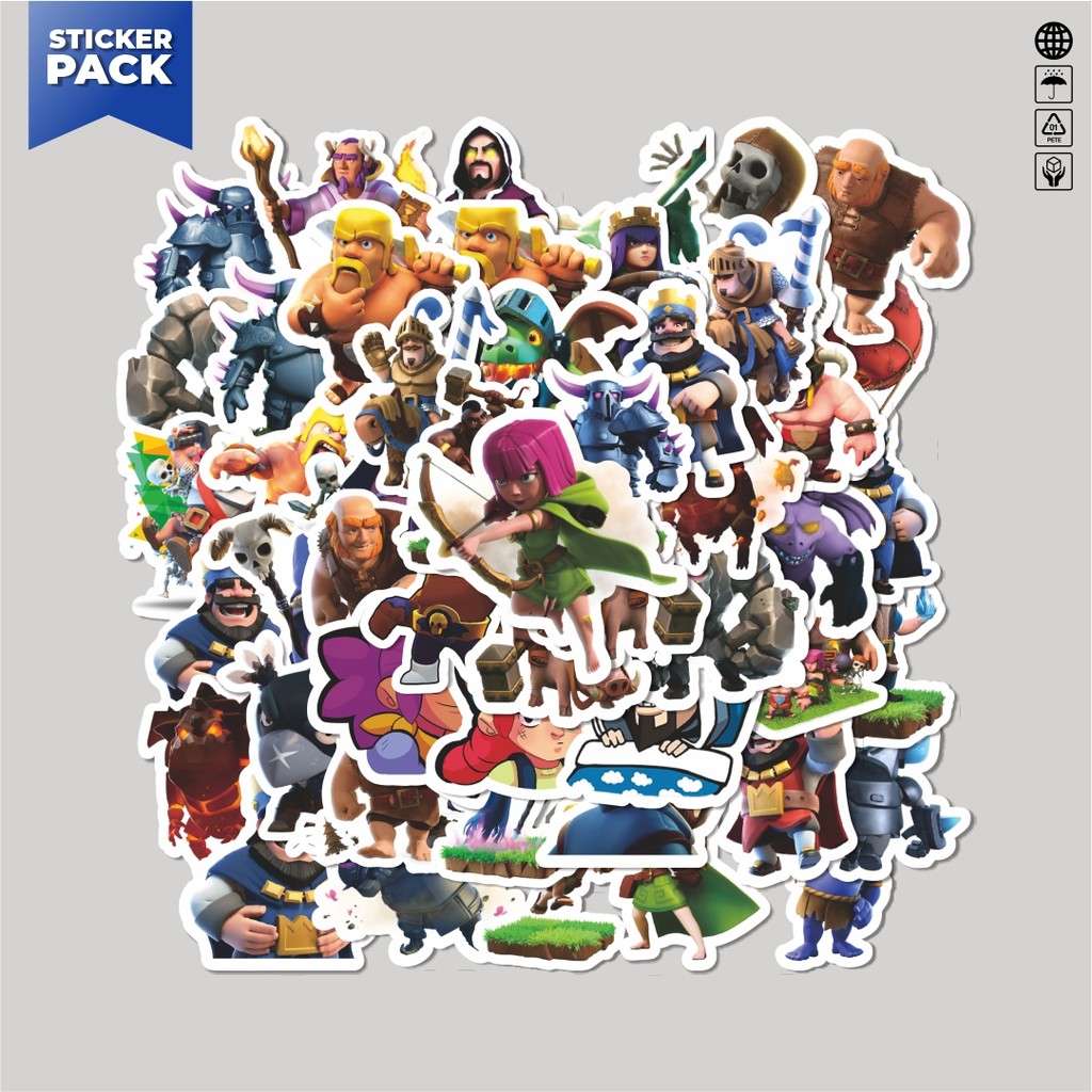 

[100PCS]Stiker Pack Stiker Clash Of Clans Game Video Series 4 Aesthetic Vinyl Anti Air Dekorasi Sticker Laptop Buku Journal Koper Helm Casing HP Gitar Helm Skateboard