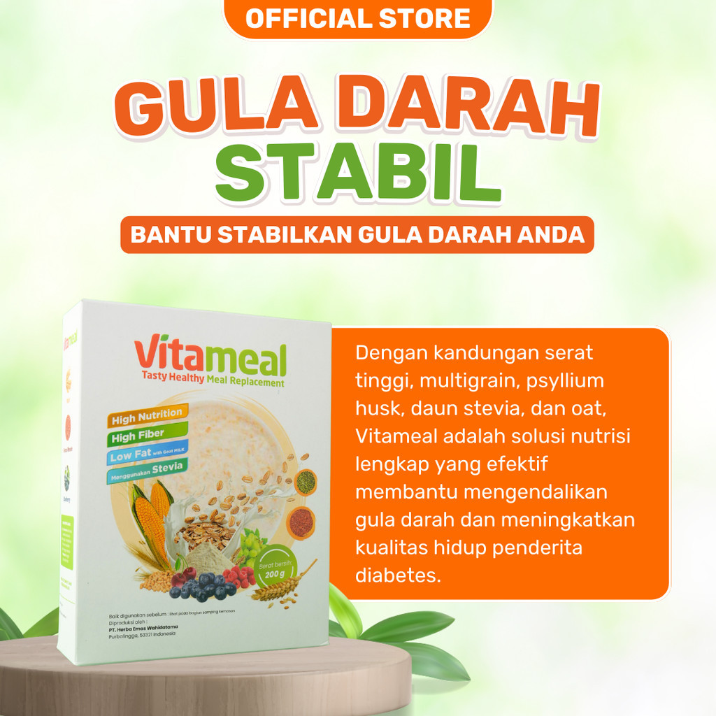 

Vitameal Sereal Diabetes Multigrain Bantu Turunkan Gula Darah Tinggi Normalkan Kadar Gula Cegah Diabetes Kolesterol Herbal Alami Tanpa Efek Samping
