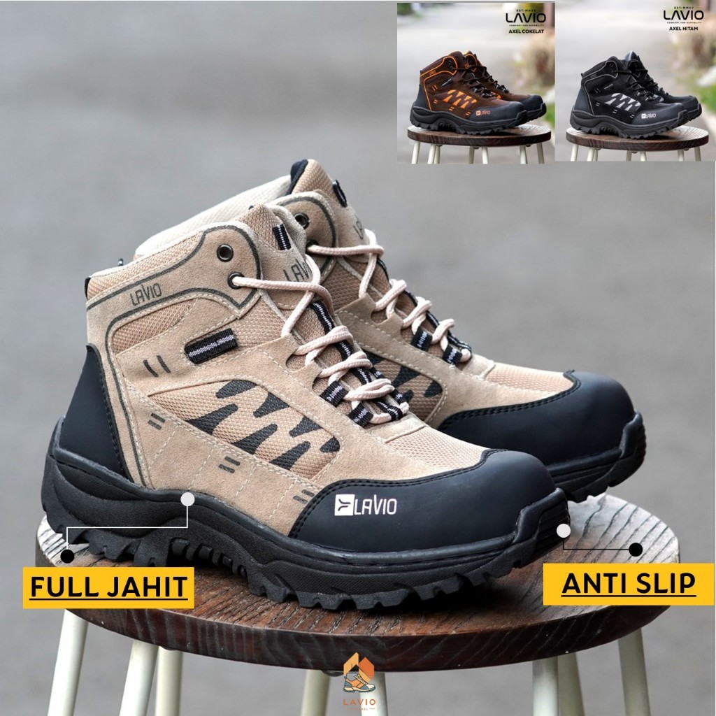 PROMO Sepatu Safety Shoes Pria Original Hiking Outdoor Lapangan Sepatu Kitchen Keren Axel