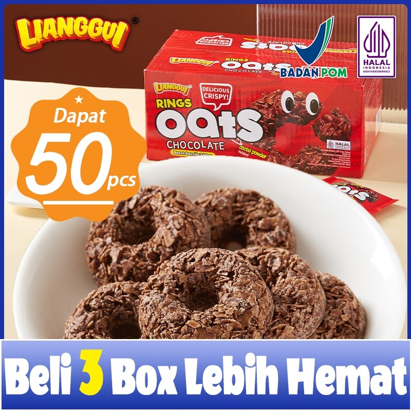 

【Laku keras】Lianggui Oat Ring Chocolate Macaron Biskuit Enak Cemilan Snack Viral Halal