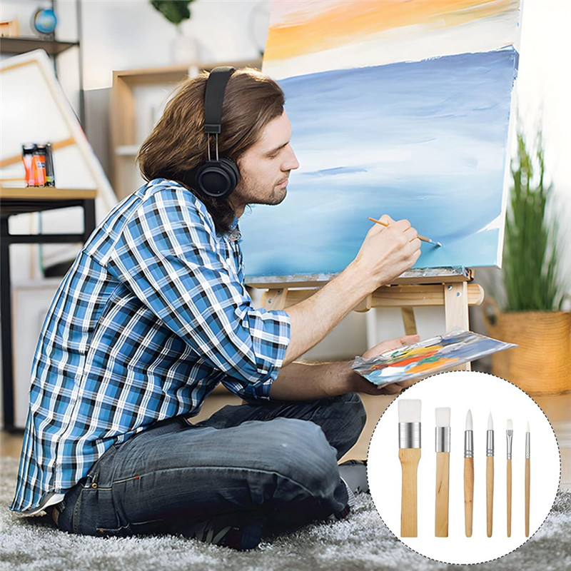 

HGHO Paint Brush Set,6 Pcs Acrylic Paint Brushes Paintbrushes For Acrylic Painting Artist Paint Brushes Nylon Paint Brushes