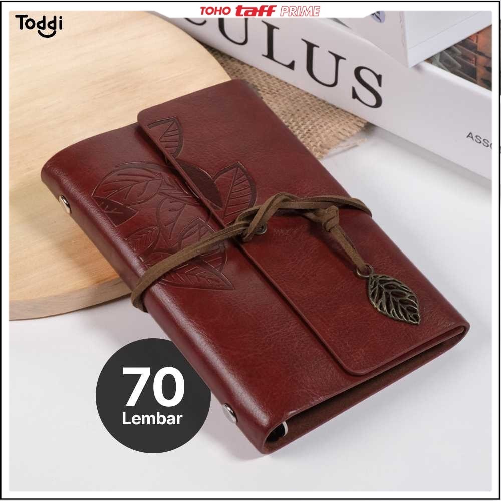 

Toddi PHANTACI Buku Catatan Binder Kulit Retro Leaf Kertas B7 - BSD666