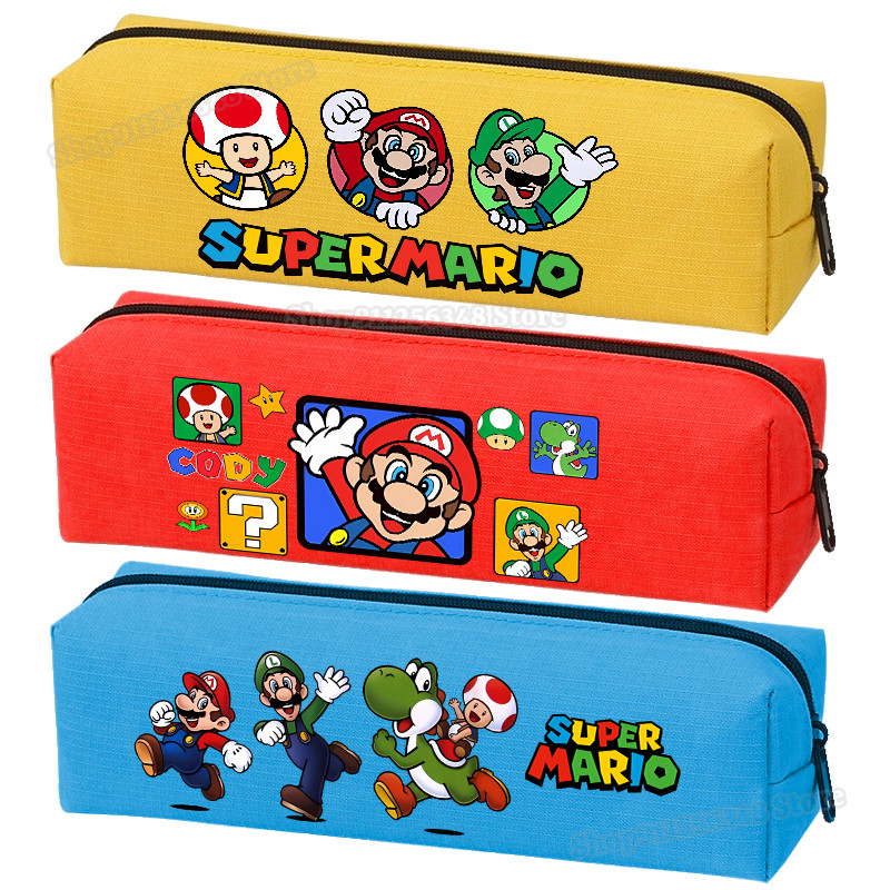 

Game Marios Pencilbag Cartoon Super Mario Bros Figure Print Pencilcase Kids School Supplies Stationary Storage Bag Pencil Case