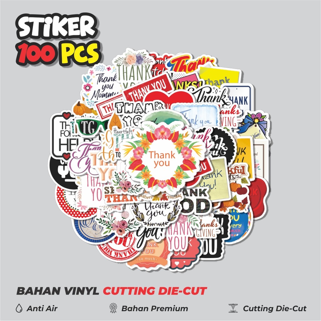 

Terbaru! 50 pcs Stiker Thank You Label Series Dekorasi Lucu Kreatif untuk Notebook, Skateboard, HP