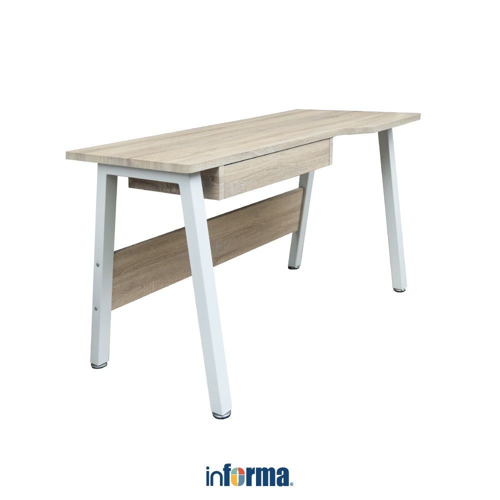 

Informa Heidi Meja Kantor - Putih/Cokelat Oak Office Table Furnitur Kantor Meja Kerja Belajar Serbaguna