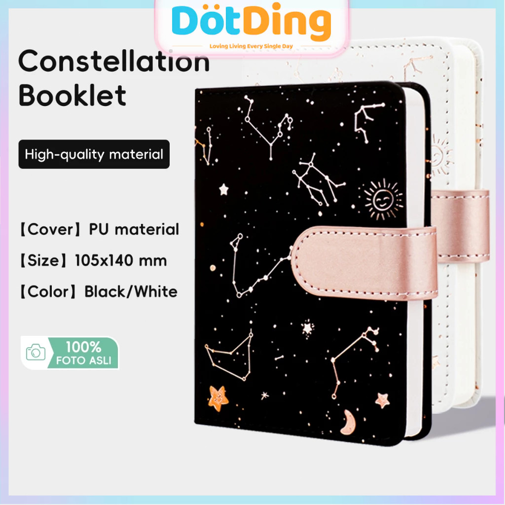 

[DOTDING] Buku Catatan A6 Premium PU Leather - Garis Bulanan & Tahan Air untuk Meeting Kantor & Daily Planner/A6 Planner Notebook Starry Sky with Snap PU Leather Covered Diary 144 Sheets School Supplies Stationery A055