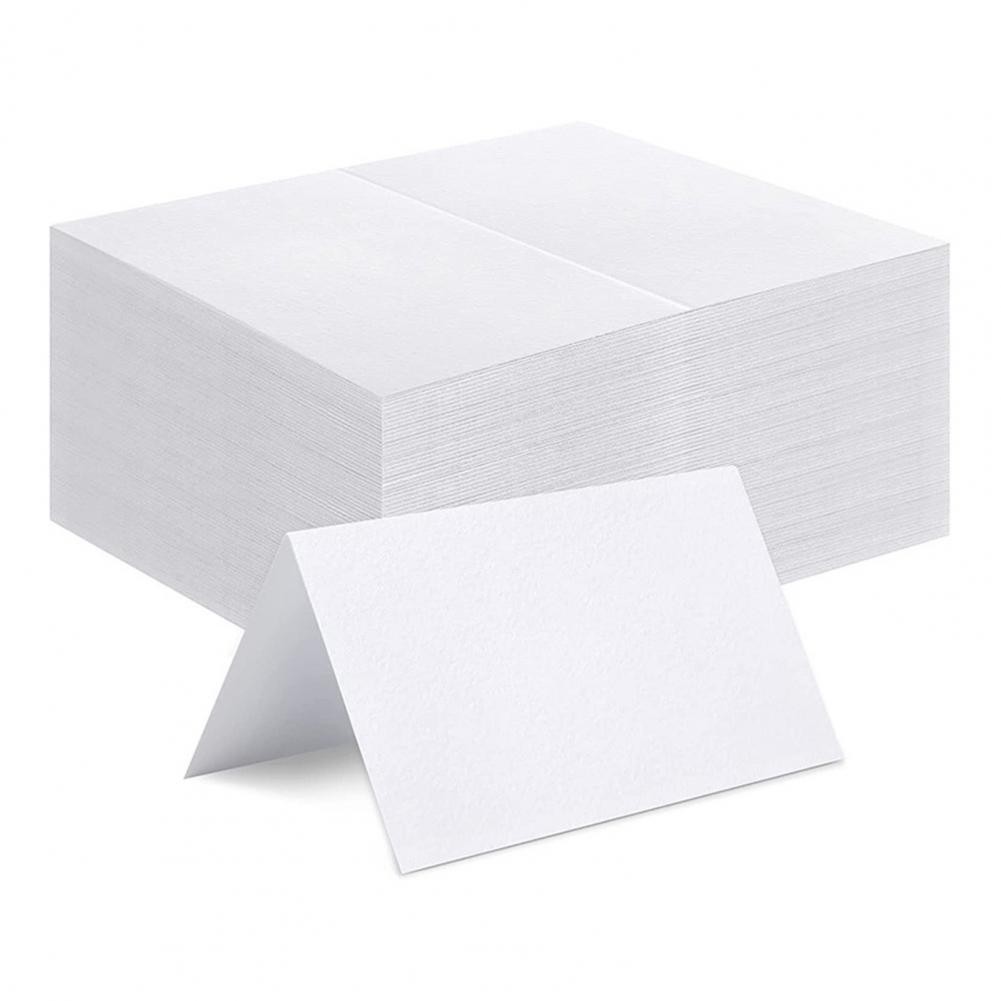 

50Pcs White Blanks Place Cards，for Table Seting，DIY Craft Name Cards，Pre-lined Wedding Table Seating Cards，Guest Name Cards