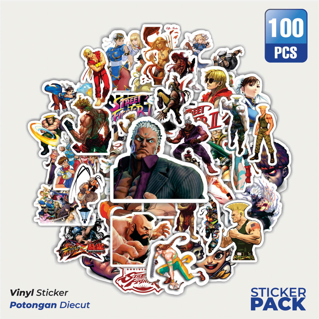 

Super Hemat! 100 PCS Stiker Video Game Series Street Fighter Character Mix 2 Waterproof Aesthetic- Untuk Laptop, Motor, dan Helm - Paper Stationery Pack