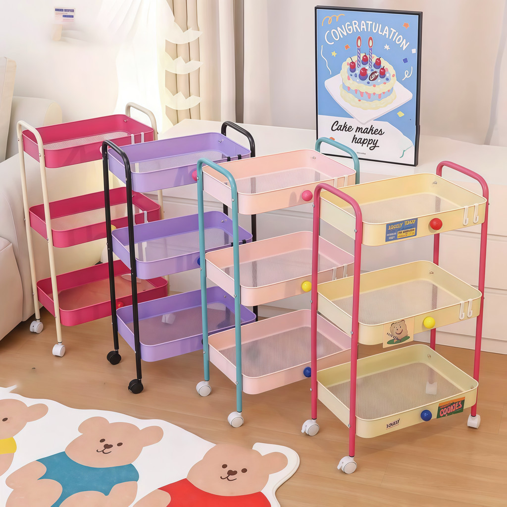 

【AQING】Trolly Rack / Rak Penyimpanan /Rak Storage /Rak Troli Trolly Rack Multifungsi Kuat Rak Suitable 3-Layer Large Capacity