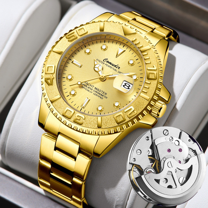 

Jam Tangan Mekanik Palsu Hollow Yacht Emas Pria Tren Bisnis Bercahaya Kalender Tahan Air