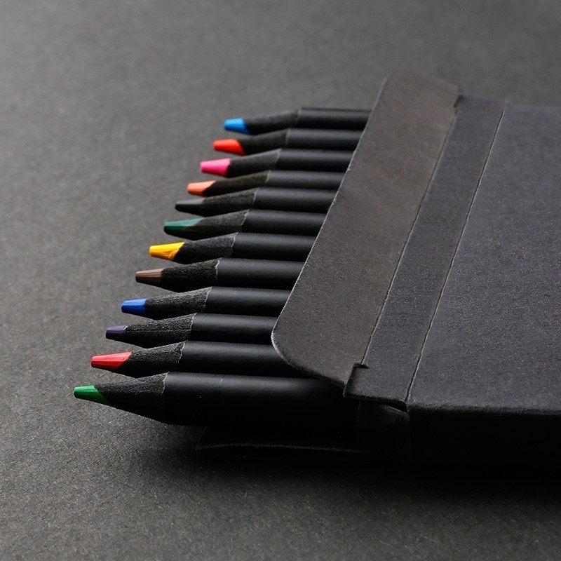 

NOVERTY High Quality 12 Colors Black Wood Pencil Set Drawing Painting Stationery Art Color Pencil School Supplies 05406