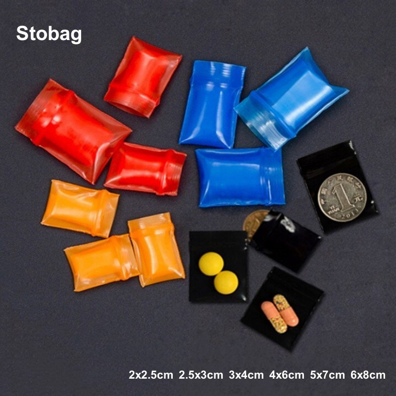 

StoBag 100pcs Color Mini Zipper Plastic Bags Clear Small Sealing Jewelry Food Packaging Clear Pouch Storage Waterproof Reusable